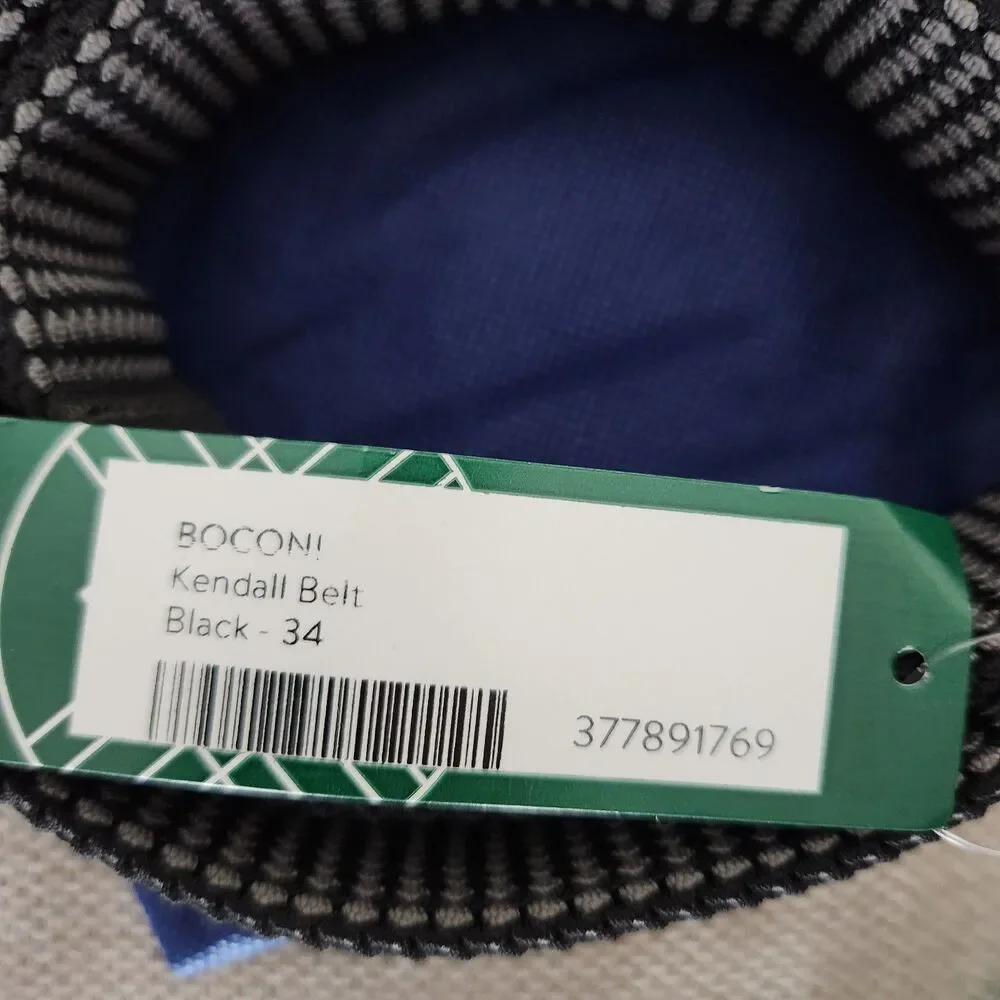 Boconi Black Size 34 William Reversible Woven Elastic Stretch Belt
